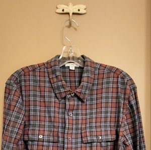 James Perse. Plaid Check Casual Buttonup Shirt. Brushed Cotton Flannel. Sz 3/L